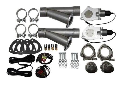 Granatelli Motor Sports Dual Electronic Exhaust Cutout Kit 303522D - Mild Steel Slip-Fit - 2.25" inches