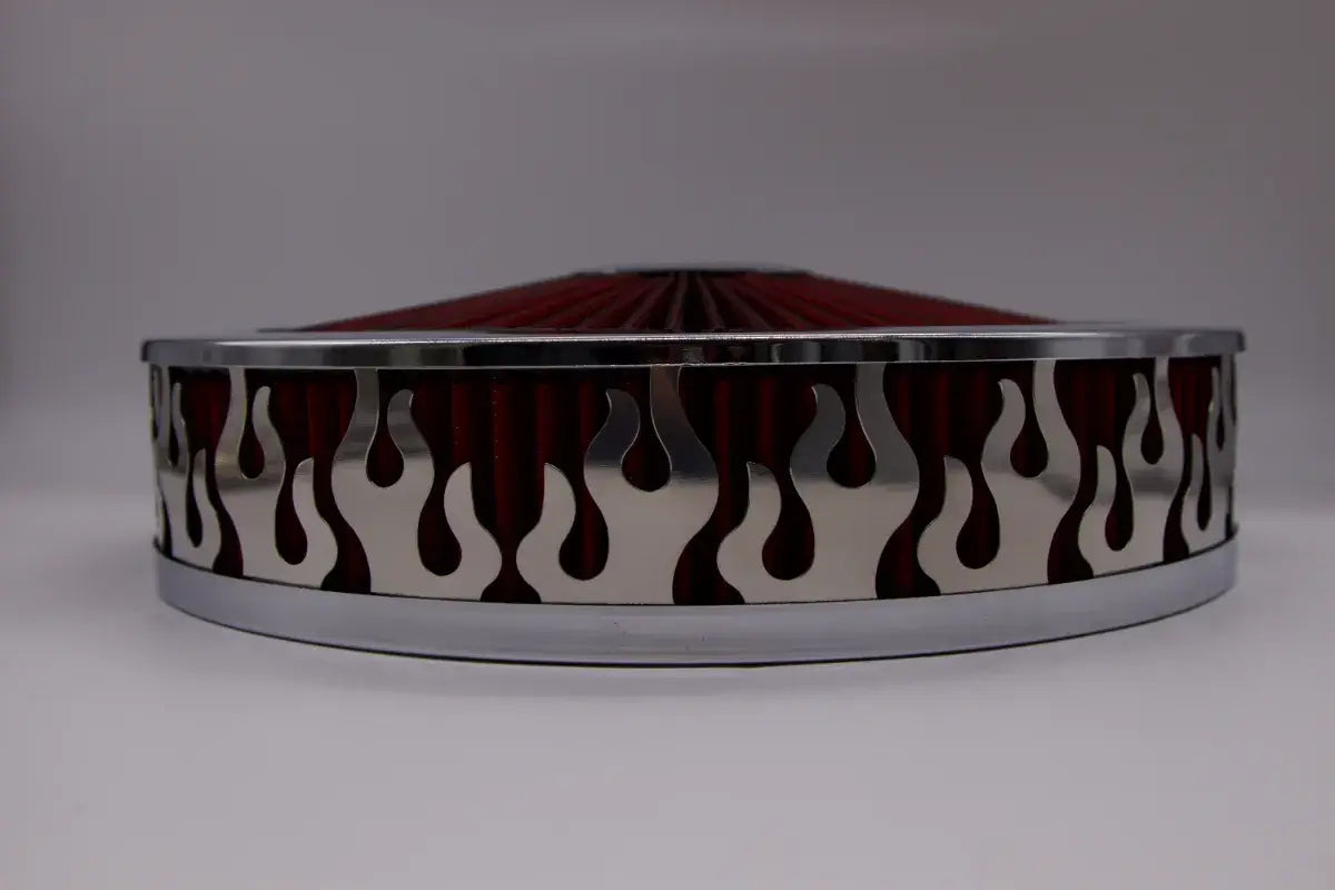 Blingz Beauty Bandz Red and Chrome Air Filter Assembly , Flames