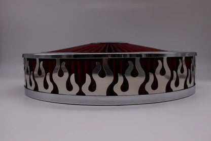 Blingz Beauty Bandz Red and Chrome Air Filter Assembly , Flames