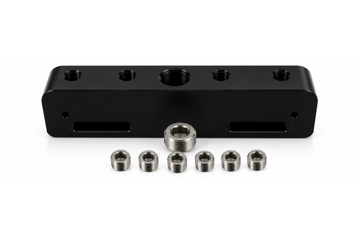 Granatelli 6-Port Black Billet Aluminum Vacuum Manifold | 980104