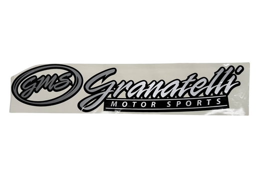 GMS WINDSHIELD BANNER- BLACK BACKGROUND / SILVER LETTERING- DEC-BANNER-BS