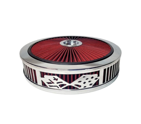 Granatelli Motorsports - Blingz Beauty Bandz Red and Chrome Air Filter Assembly , Checkered Flag