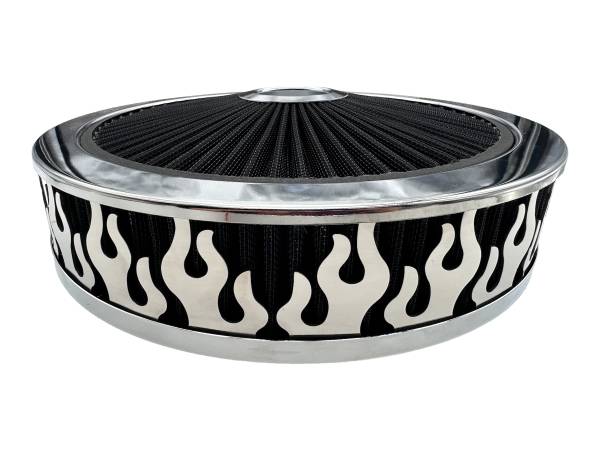 Granatelli Motor Sports - Blingz Beauty Bandz Black And Chrome Air Filter Assembly , Flames