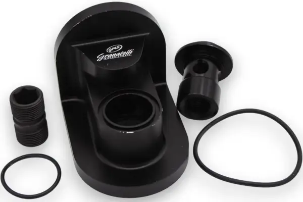 Oil Filter Adapter Rotates 90 Degree Black Billet For use on Ford 5.0L Engines