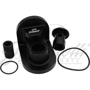 Oil Filter Adapter Rotates 90 Degree Black Billet For use on Ford 5.0L Engines