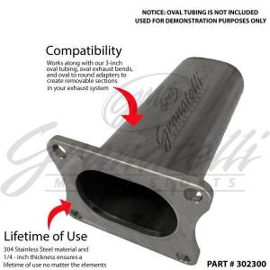 Granatelli Motor Sports - Granatelli Motor Sports Oval Exhaust Flange, 3 Inch, Stainless Steel - Image 3