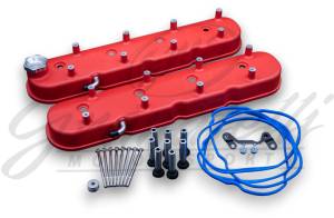 Granatelli Motor Sports LS Tall Valve Cover Red Wrinkle Finish, 4.8, 5.3, 5.7, 6.0, 6.2, 7.0L, Pair