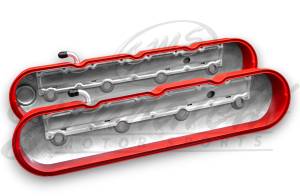 Granatelli Motor Sports - Granatelli Motor Sports LS Tall Valve Cover Red Wrinkle Finish, 4.8, 5.3, 5.7, 6.0, 6.2, 7.0L, Pair - Image 2