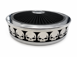 Granatelli Motor Sports - Blingz Beauty Bandz Black And Chrome Air Filter Assembly , Skullz - Image 4